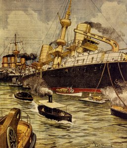 Andrea Doria-slagskibet gik på grund nær Gallipoli, af Achille Beltrame (1871-1945), fra La Domenica del Corriere af Achille Beltrame