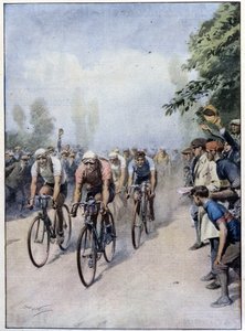 Den italienske cykeltur med Guerra og Binda - tegning af A. Beltrame, i "La Domenica del Corriere"" den 1. februar af Achille Beltrame