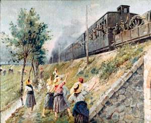 Passagen af ​​det italienske militærtogmaleri af Achille Beltrame (1871-1945) Milano, Museum for Samtidshistorie af Achille Beltrame