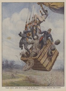Moderne tragedie, kugleformet ballon styrter 250 meter ned fra en højde i Frankrig og knuser fem flypassagerer af Achille Beltrame