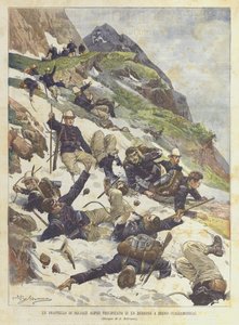 En fangst af alpine soldater faldet i en kløft i Breno (Valcamonica)