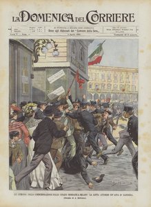 En episode fra fejringen af ​​de fem dage i Milano Kampen om en flagstang af Achille Beltrame