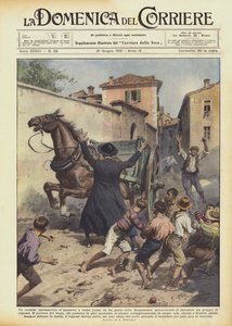 Løb en løbsk hest galt i en landsby i Bergamo-området, truende?
