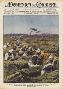 En gruppe modige Dubat, den sorte Bersaglieri fra Somalia, bevogter en fremskudt post i? af Achille Beltrame