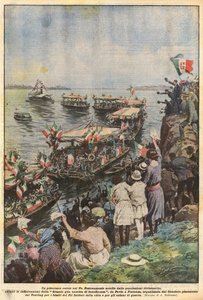 En malerisk procession på Po