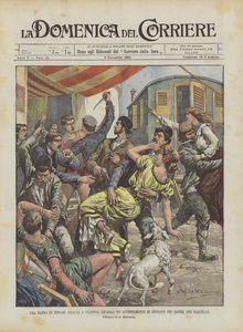 En gruppe sigøjnere angriber en gymnastikreception i Palencia (Spanien) for at kidnappe to piger af Achille Beltrame