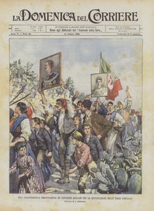 En karakteristisk demonstration af sicilianske bønder til tilbud om kommunale jorder af Achille Beltrame