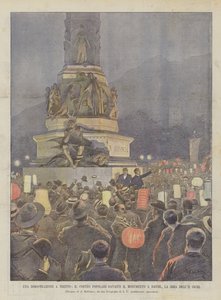 En demonstration i Trento, den populære procession foran monumentet til Dante, La Sera Dell11 Corr