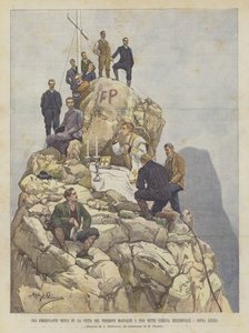 En spændende messe på toppen af ​​Magnaghi-tårnet på 2050 meter (det sydlige Grigna, over Lecco)