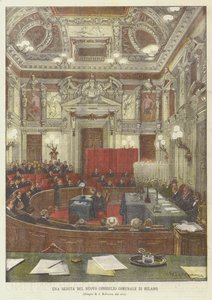 En samling i det nye byråd i Milano af Achille Beltrame