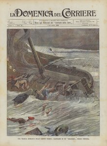 En tragisk storm i de venetianske laguner, skibbrud af en Bragozzo nær Chioggia