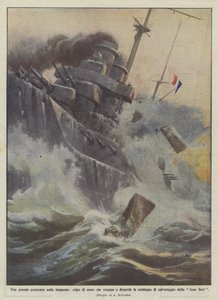 Et stort slagskib i en storm, et havslag, der river redningsbådene op og spreder dem?