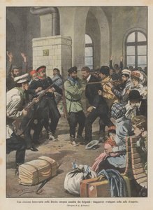 Jernbanestation i det europæiske Rusland angrebet af røvere, rejsende blev røvet i venteværelset af Achille Beltrame