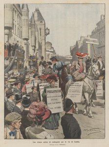 Et mærkeligt suffragetteoptog gennem Londons gader af Achille Beltrame
