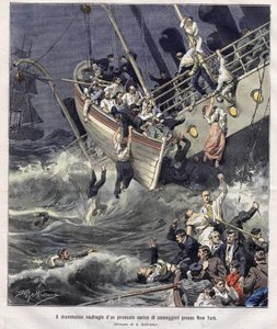 Vraget af Larchmont-båden ud for New York i februar 1907 af Achille Beltrame