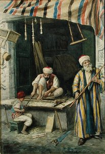 Arabiske snedkere, ca. 1875 (akvarel på papir) af Achille Buzzi