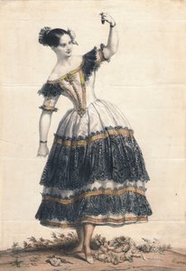 Fanny Elssler som Florinda i dansen La Cachucha-balletten Le Diable lame, 1836 af Achille Devéria