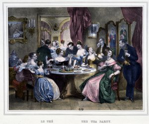 Fem timer: Tea-tid - i "Les heures de la Parisienne" af Achille Devéria af Achille Devéria