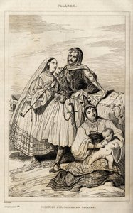 En albansk koloni i Calabrien, gravering af Deveria, i "Italien malerisk"", Amable Coste-redaktør, Paris af Achille Devéria