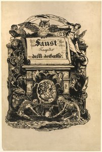 Portrætmedaljon af Goethe, titelblad fra Faust af Achille Devéria