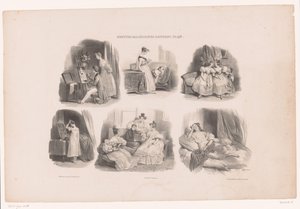 Seks forestillinger af unge kvinder i et interiør Små og varierede scener af Aubert (serietitel) Petites macédoines d