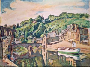 Udsigt over Dinan (olie på lærred)