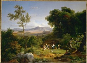 Paysage inspire par la vue de Frascati - landskab inspireret af udsigten over Frascati ... af Achille Etna Michallon