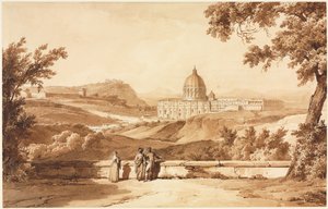 Udsigt over St. Peters, Rom, ca. 1817-1820. af Achille Etna Michallon