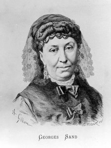 Portræt af George Sand (Aurore Dupin, Baronne Dudevant) (1804-1876) af A. Gilbern af Achille Isidore Gilbert