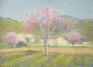 An Orchard in Springtime, Apple Trees in Bloom, ca. 1920-29 (olie på bomuld)