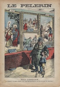Tegnefilm antisemit af Achille Lemot for "Le-Pelerin"" fra september 1896 - Handelsskole: når du bliver en bevilling, du min ved siden af Jacob, hvad vil du dele? af Achille Lemot