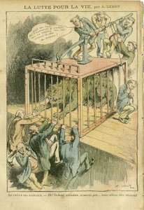 Illustration af Achille Lemot (1846-1909) i Le Pelerin, 21/04/07 - Kampen for livet - Socialisme, Radikal-socialisme - Animalisering af Achille Lemot