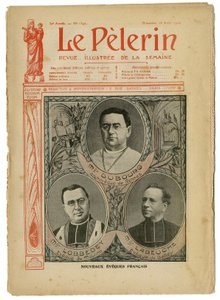 Illustration af Achille Lemot (1846-1909) til forsiden af Le Pelerin, 26/08/06 - New English Eveques - Religion Faith, Catholic Catholicism - Eveques af Achille Lemot