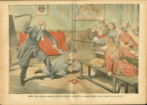 Illustration af Achille Lemot (1846-1909) i Le Pelerin, 02/12/06 - Undervisning, Polen, Straffe - Lærer af Achille Lemot