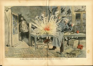 Illustration af Achille Lemot (1846-1909) i Le Pelerin, 05/08/06 - Courier La Poste, Bomb - Postal Factor af Achille Lemot