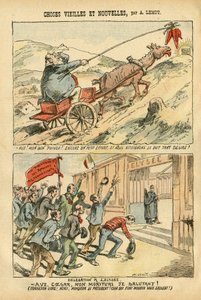 Illustration af Achille Lemot (1846-1909) i Le Pelerin, 20/10/07 - gamle og nye ting - Elysee, Socialisme, Ministere - Jaures Jean, Ane - Portfolio af Achille Lemot