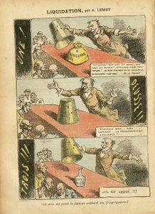 Illustration af Achille Lemot (1846-1909) i Le Pelerin, 23/06/07 - Likvidation - Spil, Religion Tro, Sølv, katolsk katolicisme - Milliard af menigheder - Honneteau af Achille Lemot