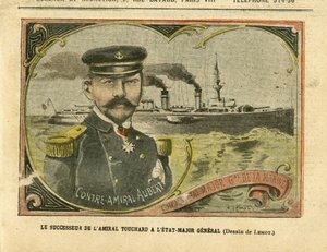Illustration af Achille Lemot (1846-1909) i Le Pelerin, 27/08/05 - Admiral Touchards efterfølger til generalstaben - Armee, Marine Marine Balneaire, Stab, krigsskibe - Admiral Admirals, Aubert Marie Jacques Charles (1848-1915) ), Touchard Philippe (18 af Achille Lemot