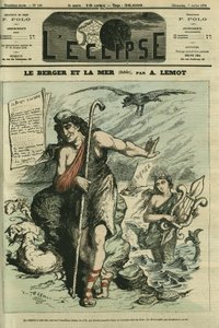 Hyrden og havet illustrerer en fabel, der erstatter tegneserien af Gill "The Frogs Who Ask for a King"", der er forbudt af censur. Cover i "" L
