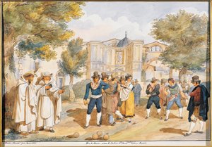Spiller boccia på Santa Maria degli Angeli i Rom, Achille Pinelli (1809-1841), Italien