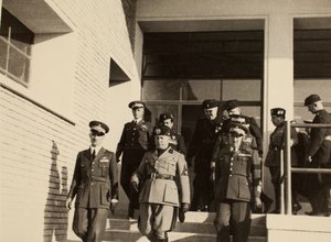 Indvielse af bygningerne i den kongelige lufthavn "Fausto Pesci" i Bologna, bygget af firmaet Mauro Toschi fu Ulisse, i nærværelse af hertugen Benito Mussolini, 24/10/1936 (s/h foto)