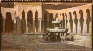 Løvenes hof på Alhambra (olie på lærred)