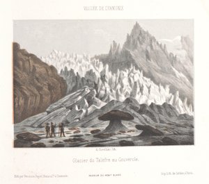 Udsigt over Couvercle-stenen ved Talèfre-gletsjeren Glacier du Talèfre au Couvercle (titel på objekt) Memory of Chamonix-Mont-Blanc (serietitel) Museum du Mont-Blanc (serietitel på objekt)