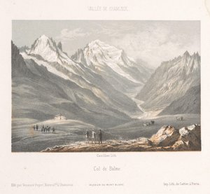 Udsigt over landsbyen Les Planards på vejen til Montenvers Les Planaz, chemin du Montanvert (titel på objekt) Memory of Chamonix-Mont-Blanc (serietitel) Museum du Mont Blanc (serietitel)