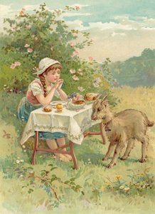 To-øjet, geden og det magiske bord (chromolitho)