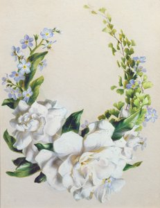 Blomsterguirlande (akvarel på papir) af Ada Hanbury