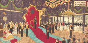 Udsigt over udstedelsen af statsforfatningen i statskammeret i..., 2. marts 1889 Meiji 22.