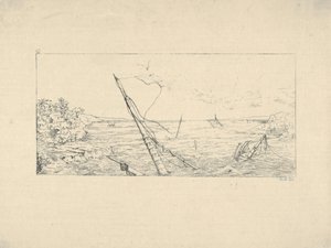Stenblokade ud for Charleston, South Carolina fra Confederate War Etchings, 1861-63.