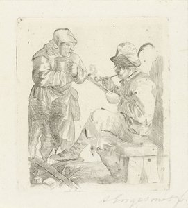 rygende mand af Adalbertus Engelsmet (signed by artist)