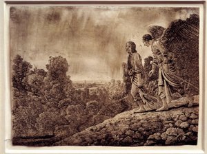 Tobie og englen. Stærkt vand på kobber af Hercules Seghers (1590-1638) af Adam (after) Elsheimer